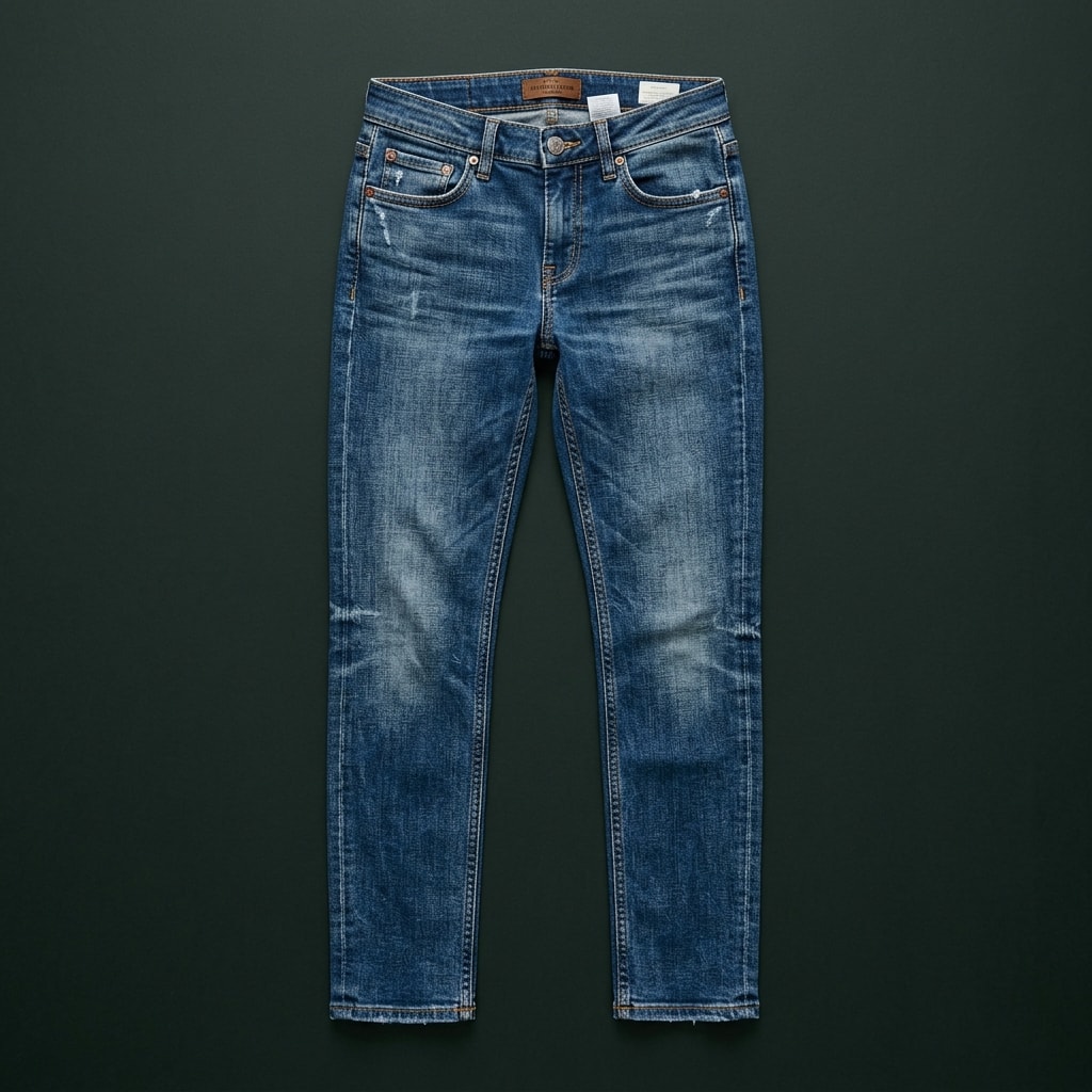 Blue straight-leg jeans