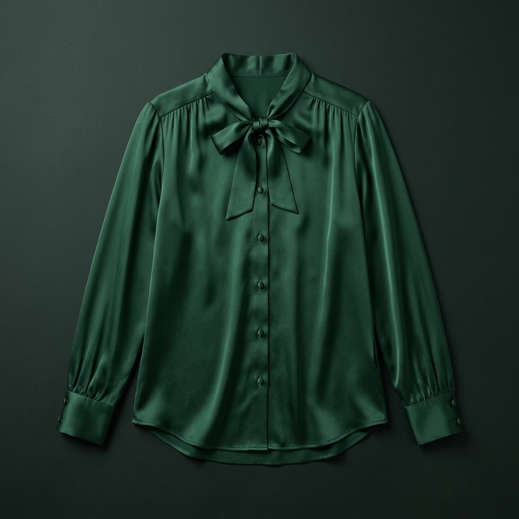 Emerald satin blouse